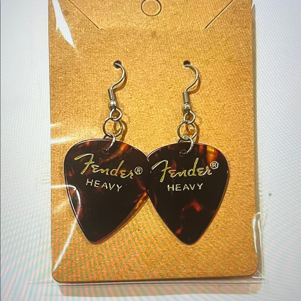 Fender Brown Guitar Pick Earrings